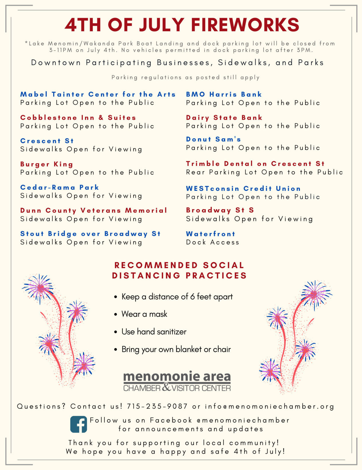 Menomonie fireworks participating businesses